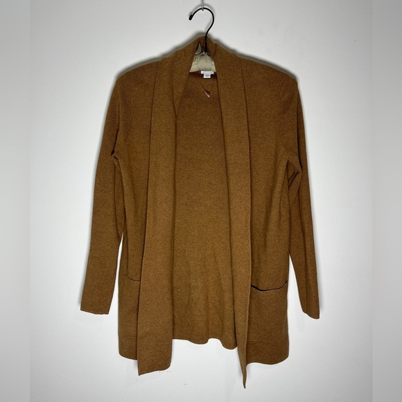 J. Crew Factory NWOT Sweater Blazer Tan X-Small Pockets Long Line Open Front - Picture 6 of 11